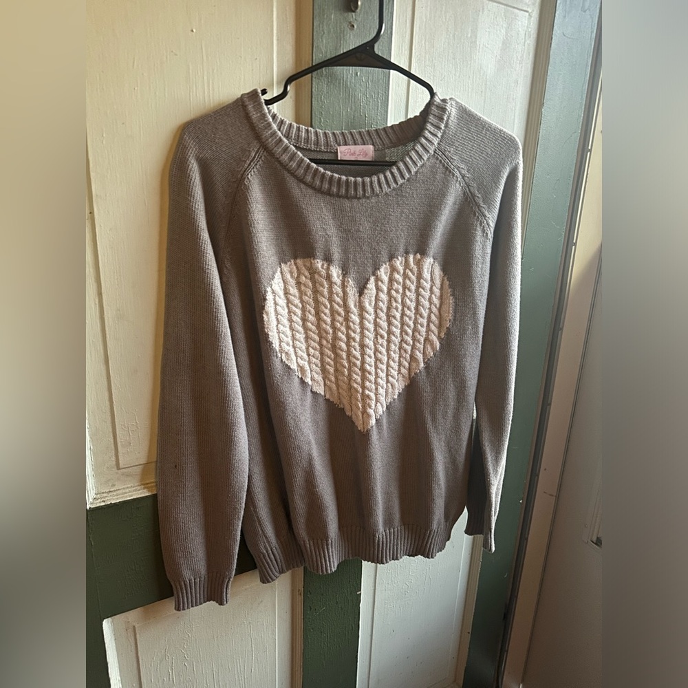 Pink Lily Heart Sweater